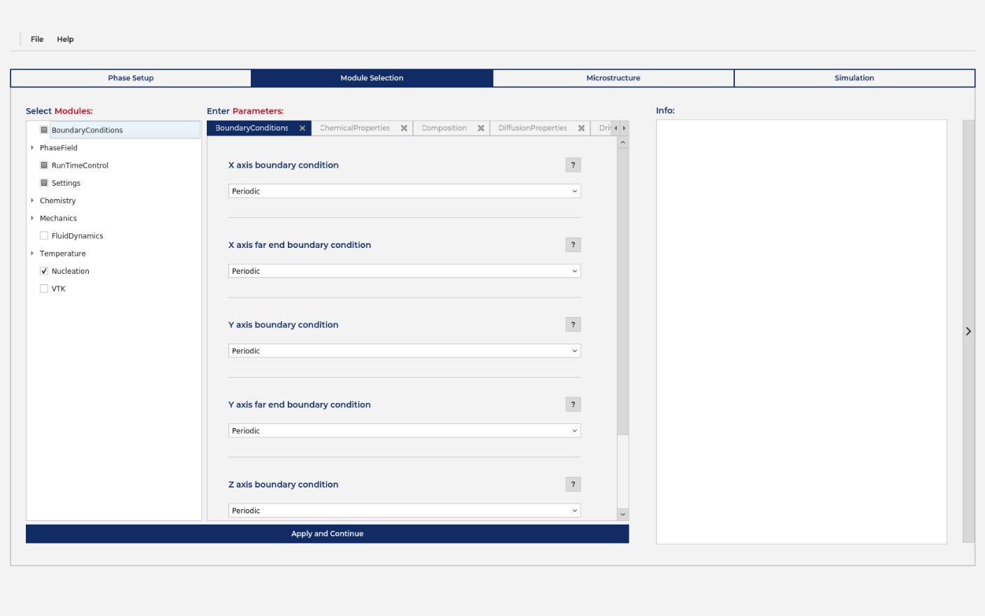 Parameter definition screen